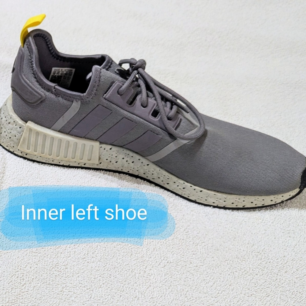 Adidas Size 12 men's EUC, NMD_R1 in grey w/yellow accents *sold out online* - Picture 16 of 16